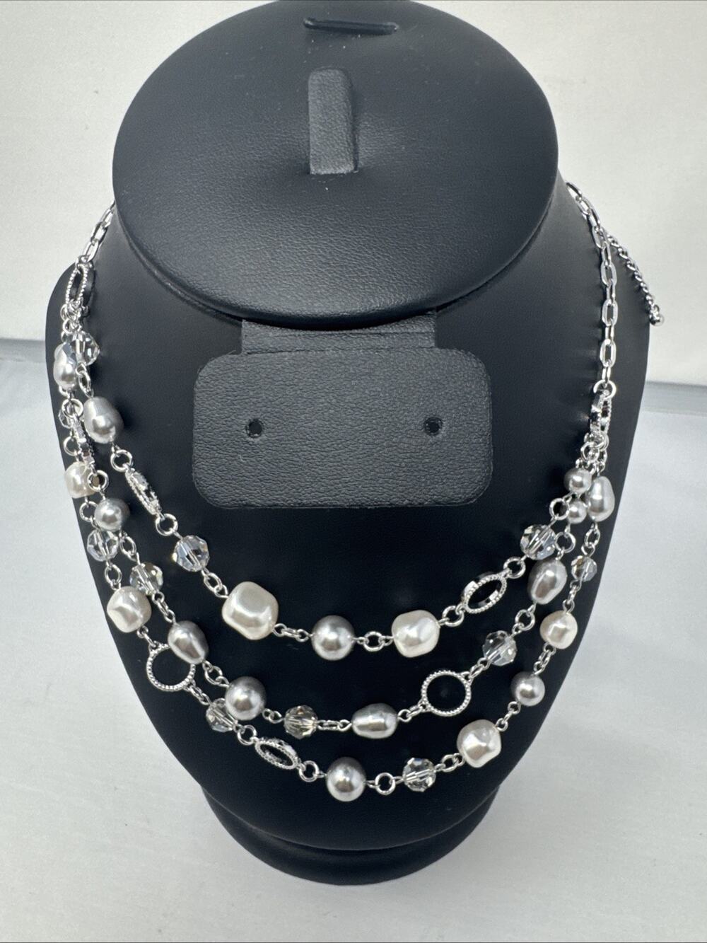 Touchstone Crystal by Swarovski South Seas 3 Strand Necklace Pearl NIB